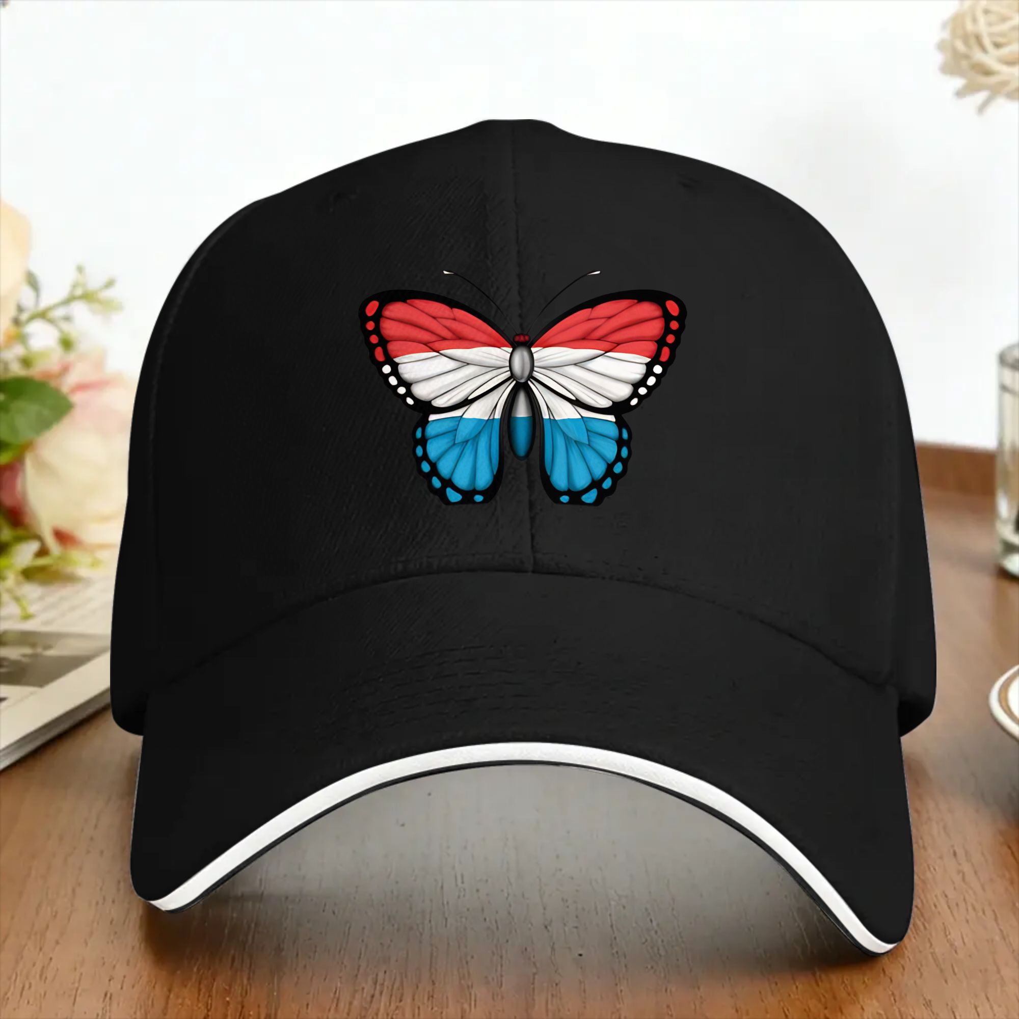 Outdoor Sport Luxembourg - Luxemburg-Flagge Schmetterling Lässige Baseballkappe Sommer Trucker-Mütze