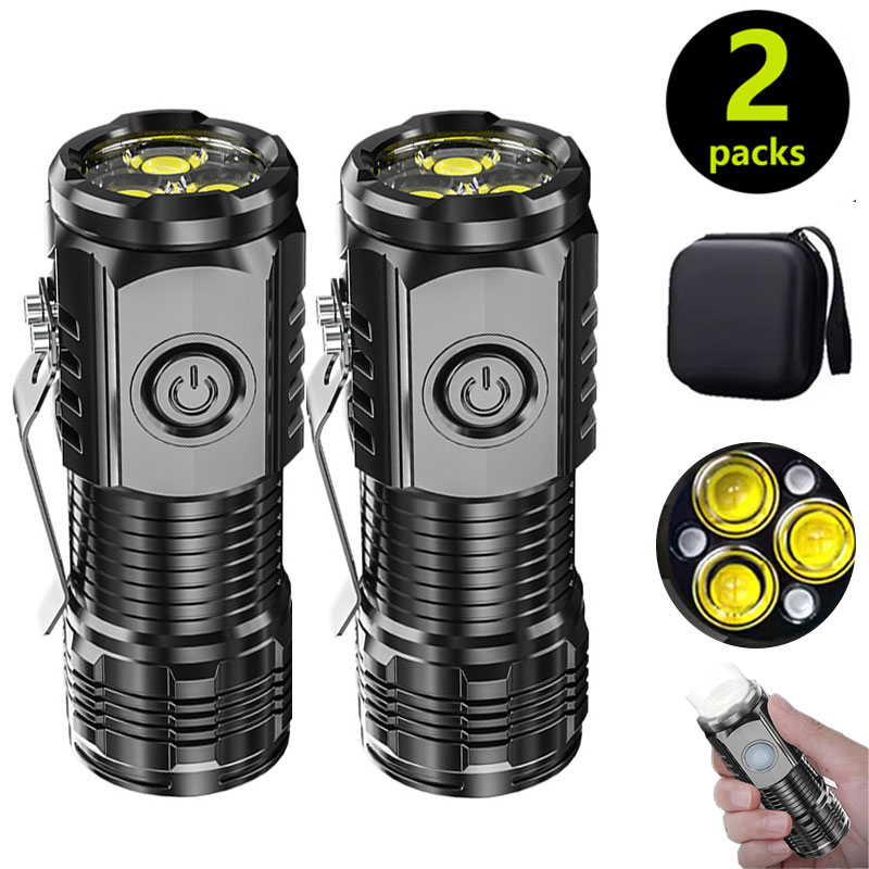 Outdoor Spotlight - Mini-3LED-Taschenlampe mit Stiftclip, Nachtwandern, tragbare Helligkeit,