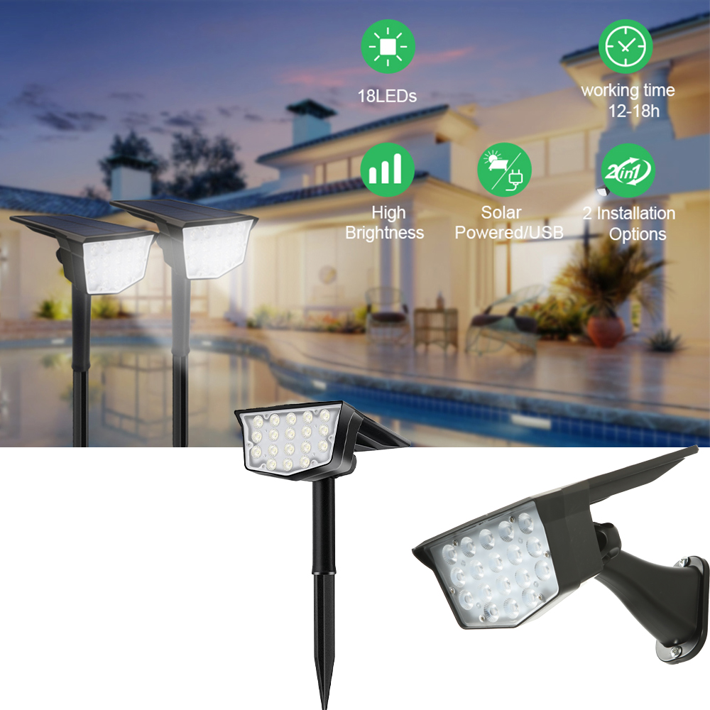 2 Stück Solar-Außenstrahler 70 – Outdoor Spotlight Bewertung und Preis